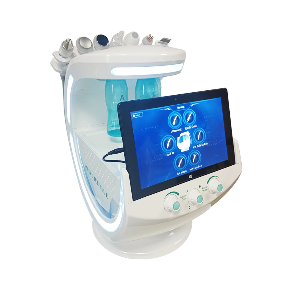  QTS Hydra Skin Care 7 in 1 Intelligent Ice RF Oxygen Jet Water Peeling oxygen microdermabrasion machine facial hydro