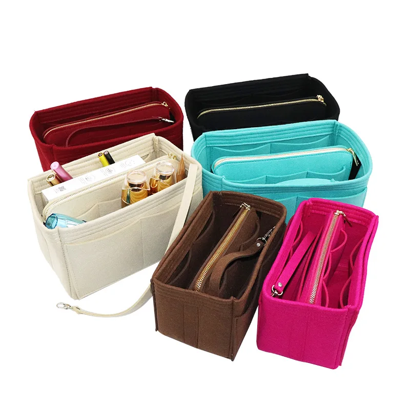 Encai Handbag Organizer 2 in 1 Felt Purse Organizer Insert with Inner Zipped Pocket Tote Shaper fits Speedy Neverfull S M L XL