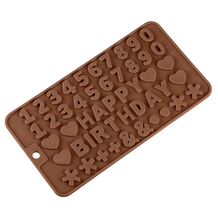 Multiple Holes English Alphabet And Number Shape Silicone Cake Molds 100% Food Grade Chocolate Silicone Mould