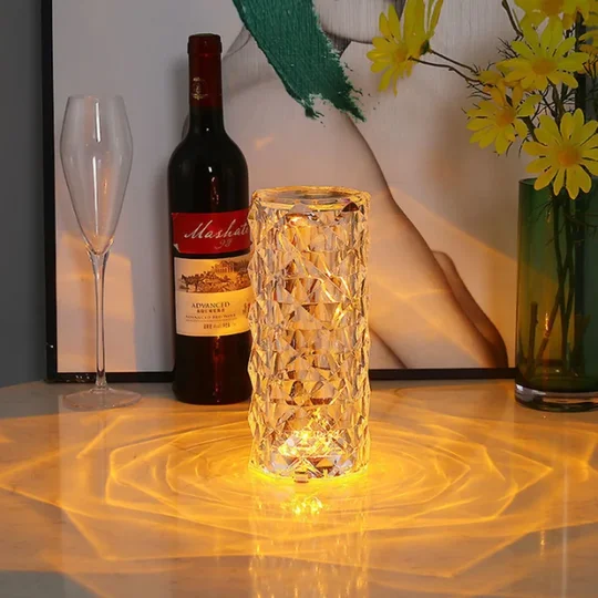 Touching Control Rose Crystal Lamp 16 RGB Color Changing Romantic Rose Diamond Table Lamp Atmosphere Light for Living Room