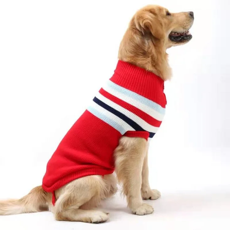 Pet Sweater Stripe Knitted Turtleneck Warm Smart Pet Clothes Dog Sweater