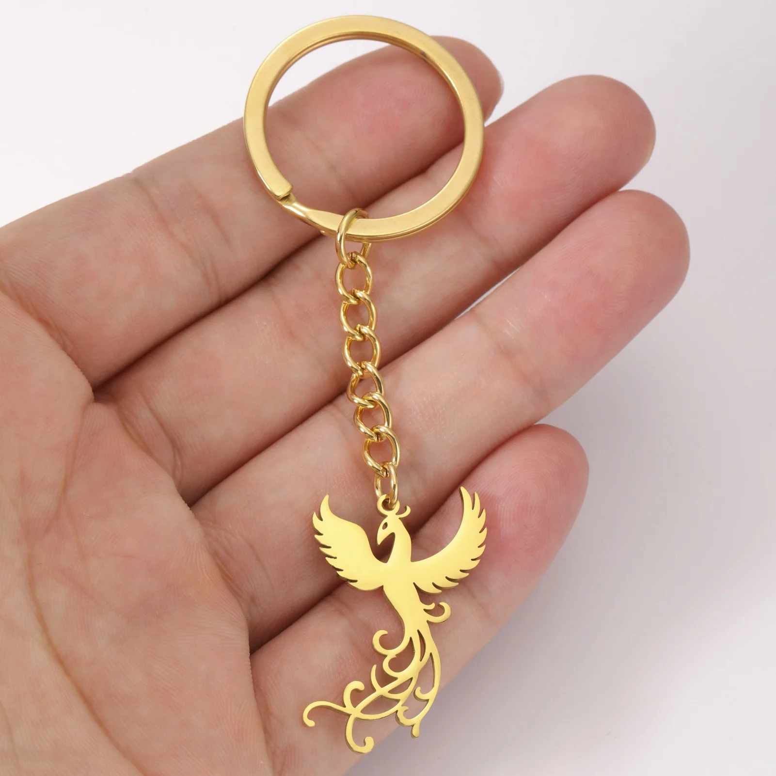 Phoenix Keychain Fashion Hiphop Key Ring Stainless Steel Jewelry Gift for Women Men