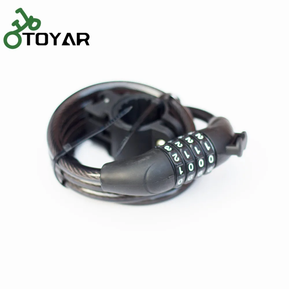4 Digit Resettable Combination Bike Steel Cable Lock with Mounting Bracket Anti-Theft Self Coiling Bicycle Cable Lock