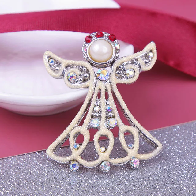 Guardian Angel Christmas Brooches Pins for Girls Crystal Rhinestone Angel Wings Brooch Pins Jewelry Gifts