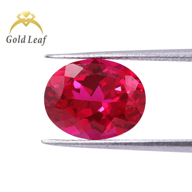 Goldleaf Jewelry Hot Sale Price Per Carat Synthetic Flux Lab Grown Ruby Stone Gemstone Oval Rose Jewelry Making Oval Cut 1 Piece