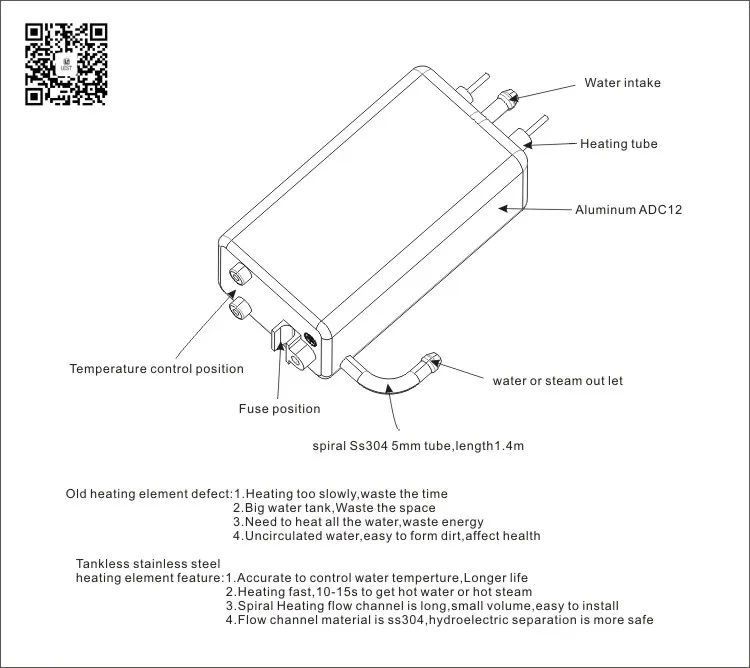 
B3 stainless steel 304 beverage heater for dispensers 