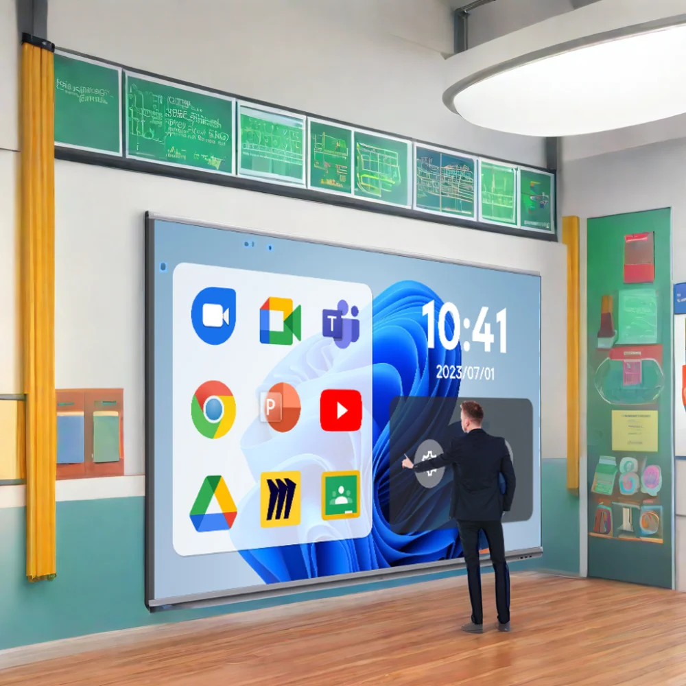 Leaderhub 65/75/86/98/110 Inch All in One 4K Touch Screen Smart Whiteboard Interactive Flat Penal