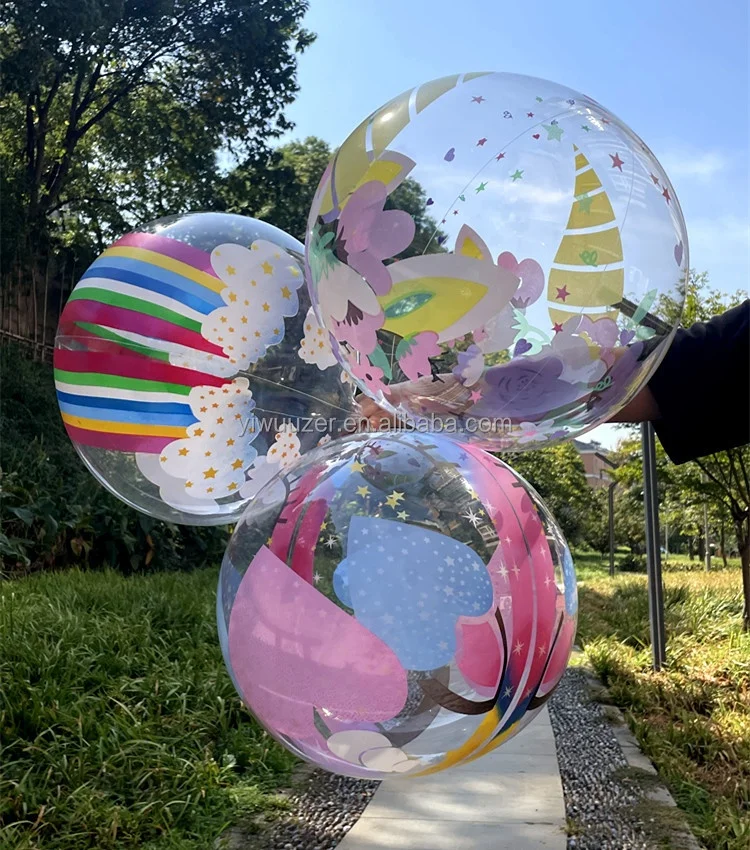 20 inch Helium unicorn Bobo Balloon Clear Transparent Round Shape Bubble Balloons Stuffing For party