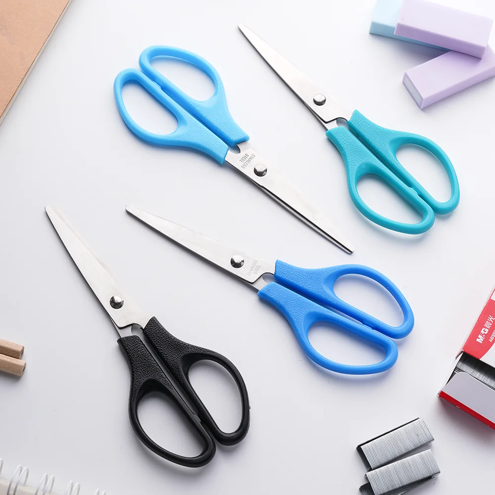 Multicolor student stationery scissors granular non-slip handle stainless steel office scissors  study office paper cutting tool