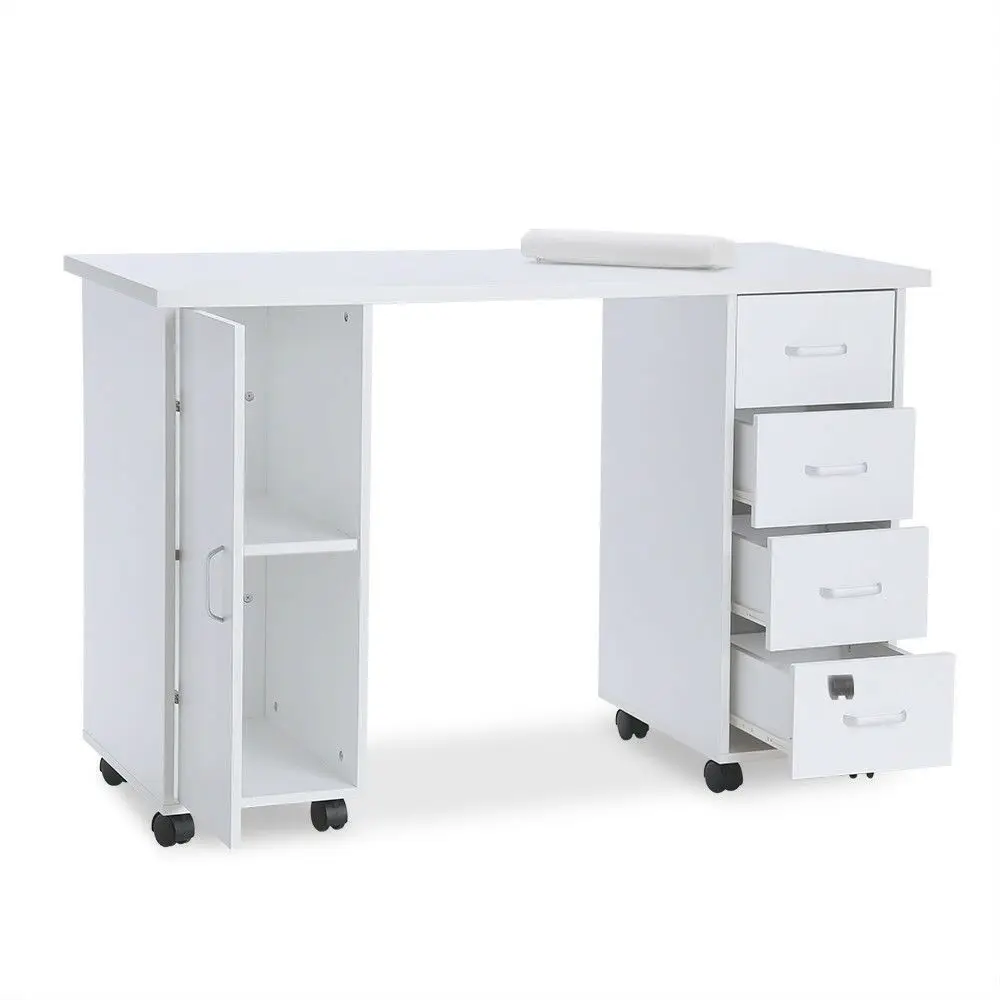 
Semper Portable Nail Table Station Spa Beauty Wooden Table Spa Beauty Salon with 1Door and 4 Drawers Station Manicure Table 