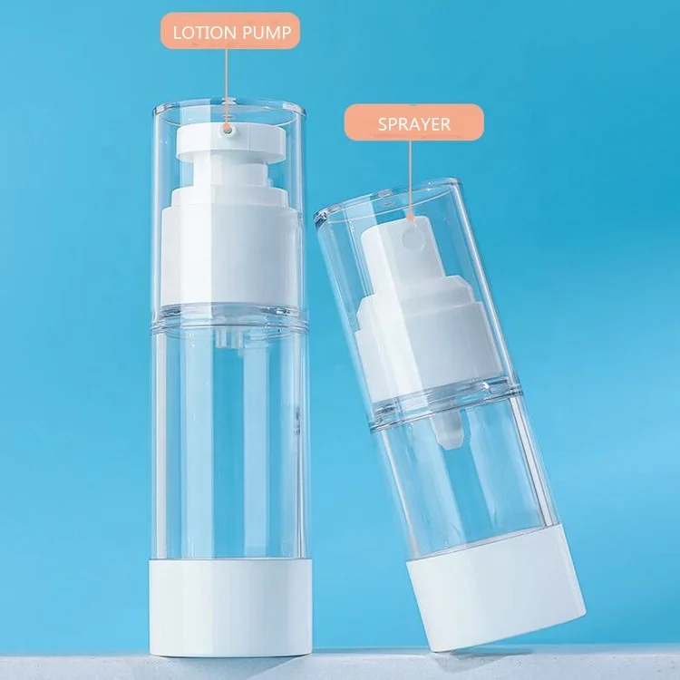 Eco friendly clear AS airless bottle spray 60ml airless pump bottle sprayer airless pump bottle acrylic for lotion