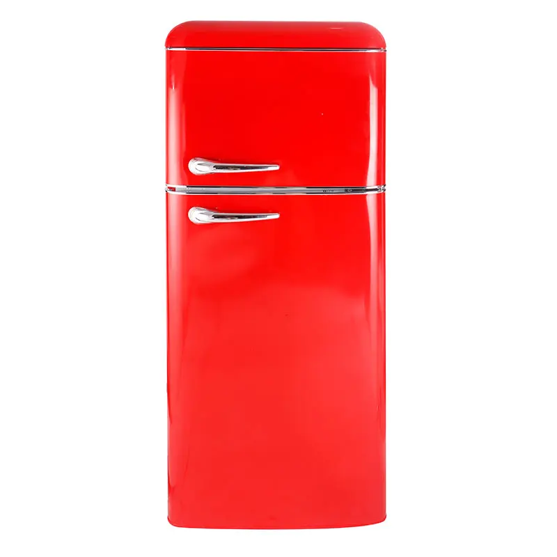 Hot Sale Customizable Stainless Steel Vintage Retro Red Double Door Refrigerator Fridge Frigidaire Refrigerator For Household