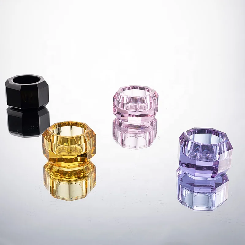 Высококачественный однотонный золотой черный розовый фиолетовый свадебный Декор для домашнего стола стеклянный Хрустальный подсвечник ручной работы