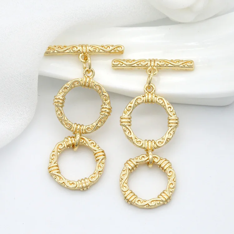 
New Design Necklace Bracelet Fashion Accessories Manufacturer Brass 14K Gold Plated OT Toggle Clasps for Jewelry Making 
