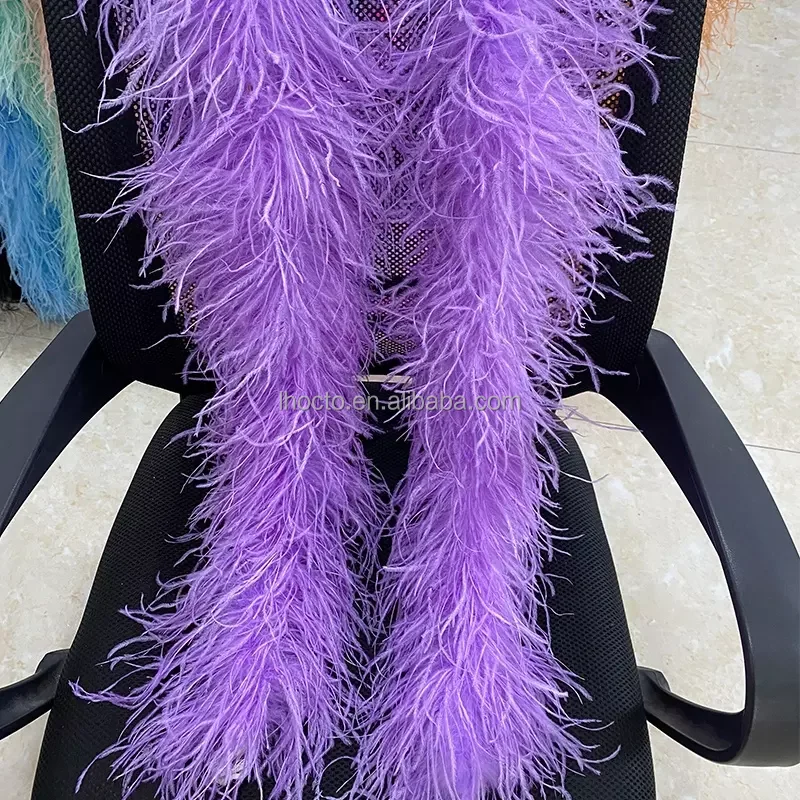 Carnival Wedding Costume Events Party 6 Plys Thick Purple Fluffy 15-18cm Ostrich Feather Boa Trimming Scarf