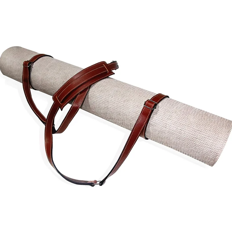 YY Genuine Leather Yoga Mat Strap Adjustable Holder with Double Stitched