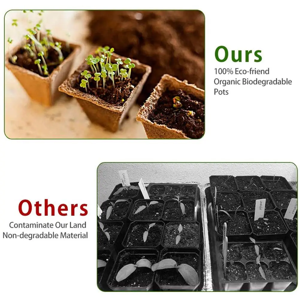 
Seed Starter Tray With 50PCS Seed Seedling Pots 30PCS Labels Biodegradable For Vegetable Seed Sowing Sprouter 