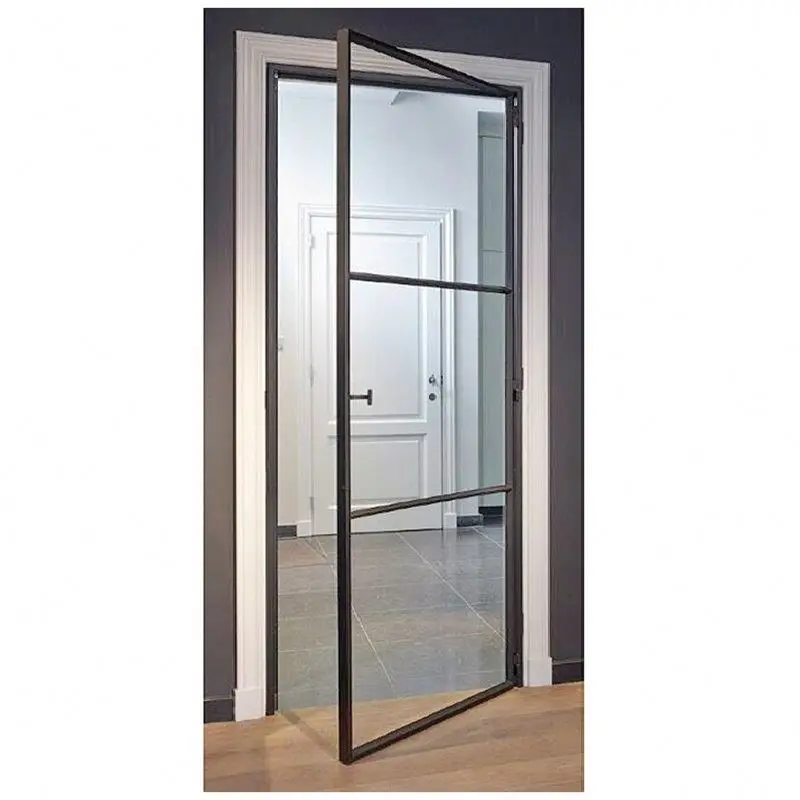 
2021 Exterior Swing Metal Doors Wood Finish in Ghana for Iron Safety Door Design 