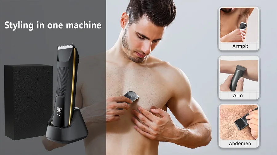 waterproof ceramic full body hair trimmer rechargeable groin groomer electric shaver manscaping hair cut shaving machine for men