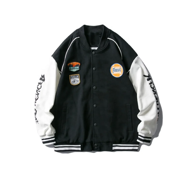 OEM Shoulder Knot Custom Men Women Oversize Jacket Cotton Blend Street Coat letterman Jacket