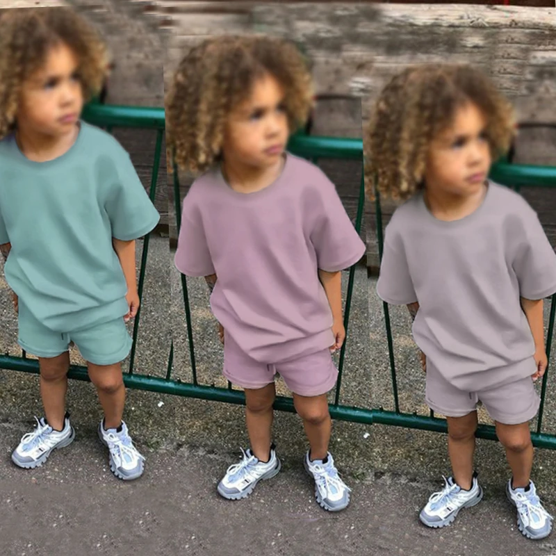 NEW wholesale two piece kids tales clothes set cotton short sleeve boys clothing sets summer 2022