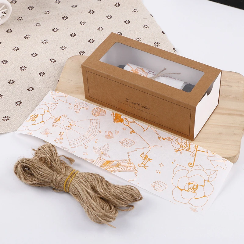 Drawer Style White Cardboard Paper Box Set Envelope Pastry Cookie Baked Packing Box Food Packaging with Window