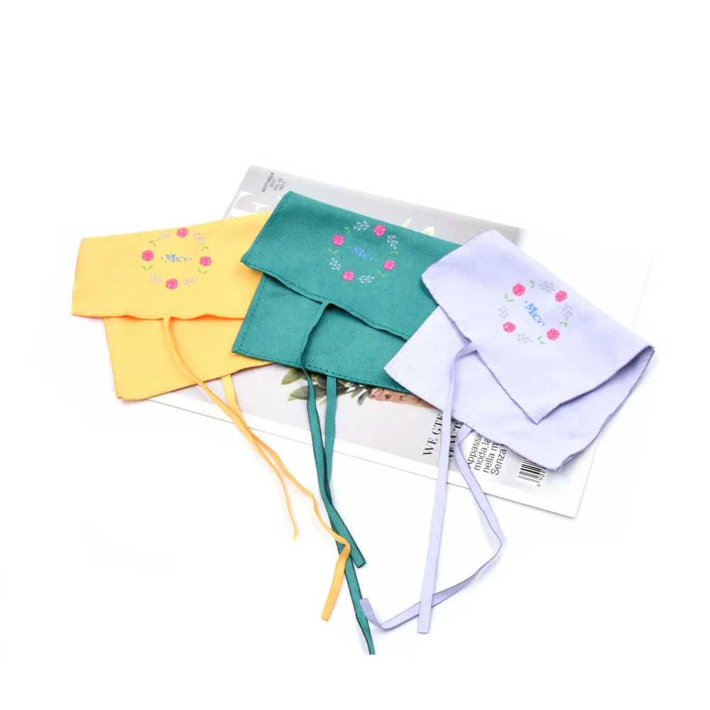 Floral Printing Wholesale Silk Satin  Fiber Pouch Bag With Strong Closure for Jewelry Collection Packaging