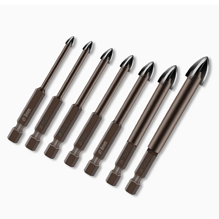 Manufacturers Titanium Combination Drill Tap Bits Set  Super Hard Alloy Multifunctional Cross Hex Tile Drill Bits
