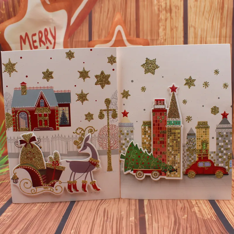 Multi Colors Beautiful Custom New Year And Happy Birthday Christmas Greeting Card, Custom Greeting Card Box Set