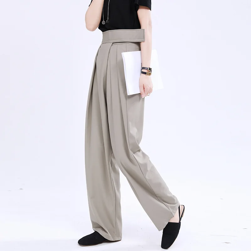 2022 Yamamoto designer  loose  trousers adjustable high waist flower bud wide leg mopping pants women1333