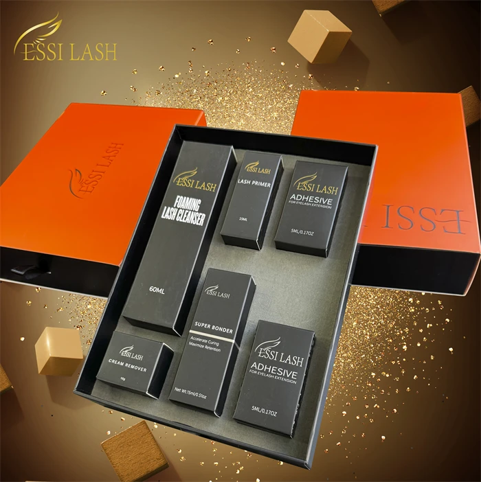 Korean High Quality Luxury Black Glue pesta as tray lashes Liquids Kit Packaging Custom Fast Strong Private Label  Eyelash Glue