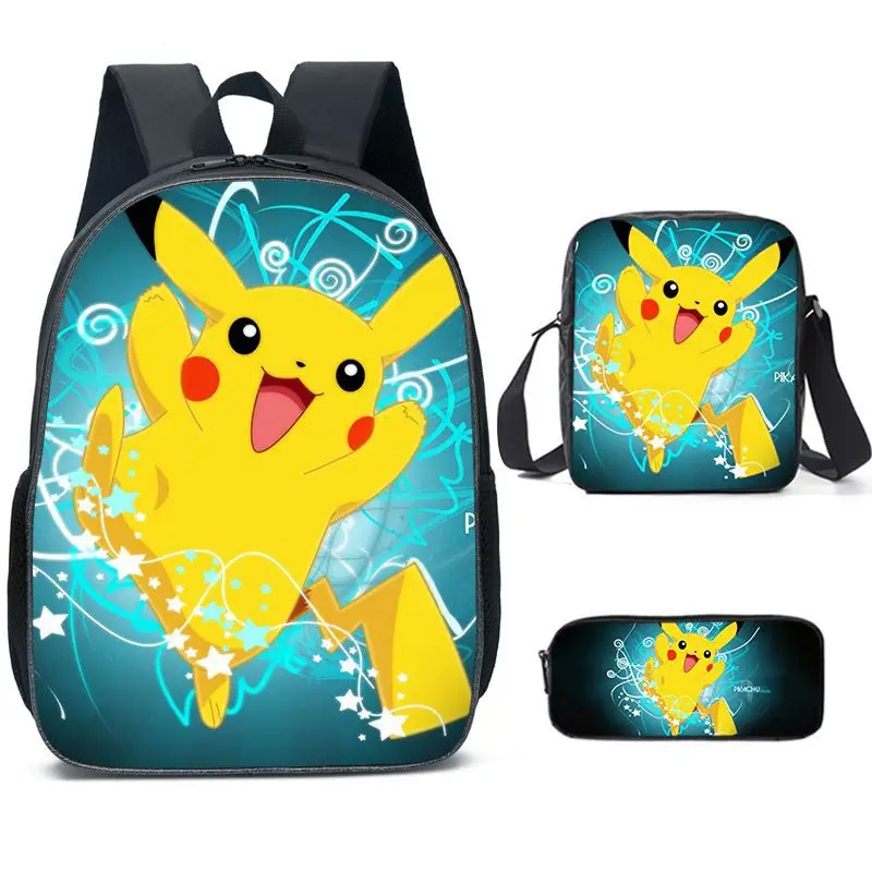 Mouse Pikachu Bag Backpack Student School Bag for Girl Boys Bookbag Children Custom Satchel School 3Pcs Set Backpack