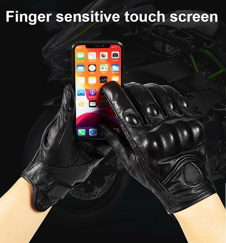 Outdoor waterproof climbing leather pro biker bicycle auto racing motorcycle riding tactical gloves