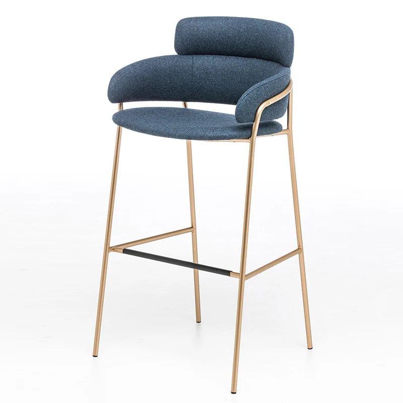 YY-022 Modern luxury PU/fabric upholstery golden metal leg base top coffee shop hotel bar chairs single chair