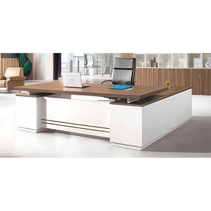 High End Modern Style Furniture New Design Office Specific Use and Director L-shape Office Table with Side Cabinet