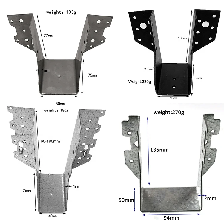 Custom Black Powder Coated Metal Steel Beam Mounting Steel Joist Hanger