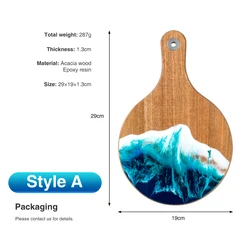 Wholesale Acacia Wood And Epoxy Resin Breakfast Board Wooden Charcuterie Board Resin Cutting Board