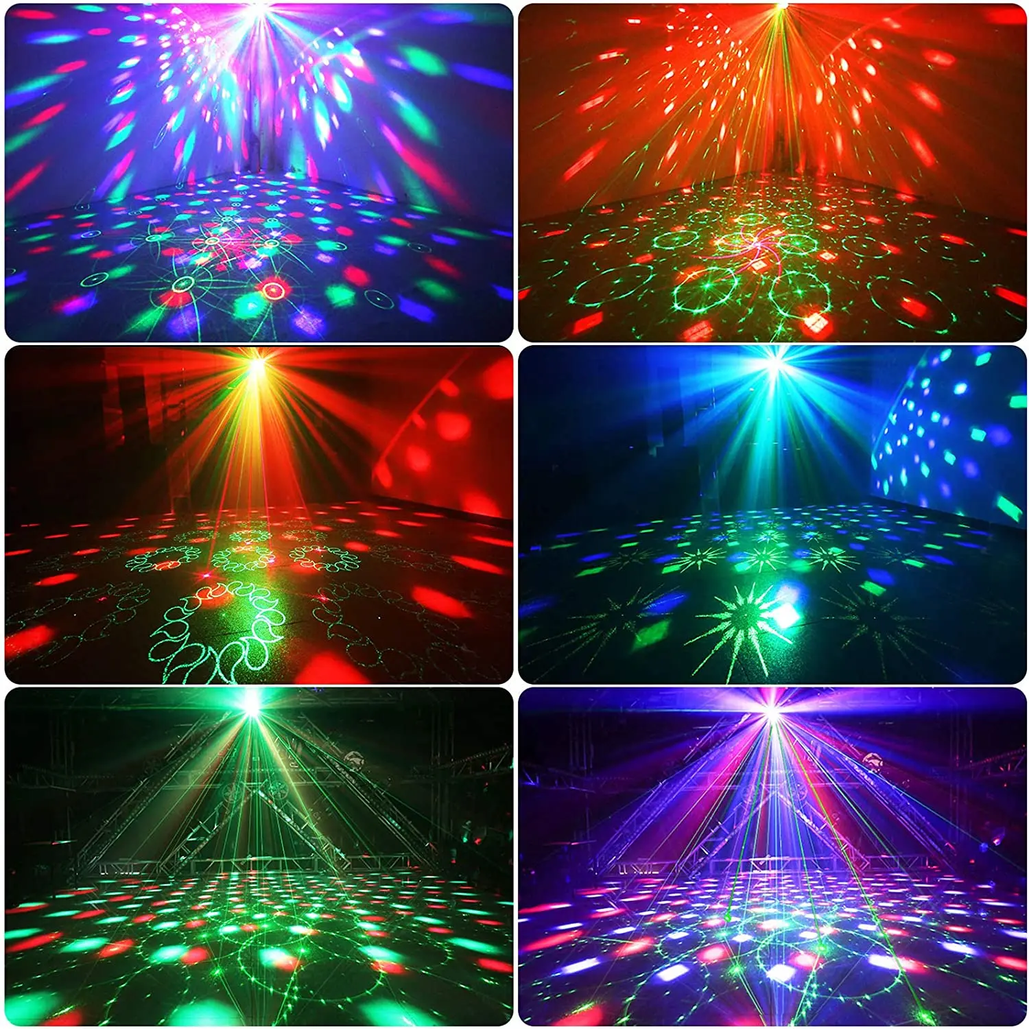 DJ Mini Stage Lights Sound Activated Remote Control RGB LED Laser Crystal Ball Light Disco Party Lighting