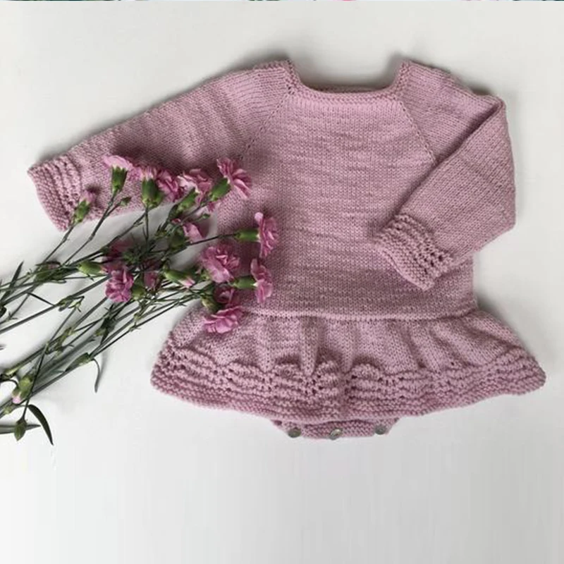 British style baby dress set Cotton baby knit skirt Vintage lace baby sweater