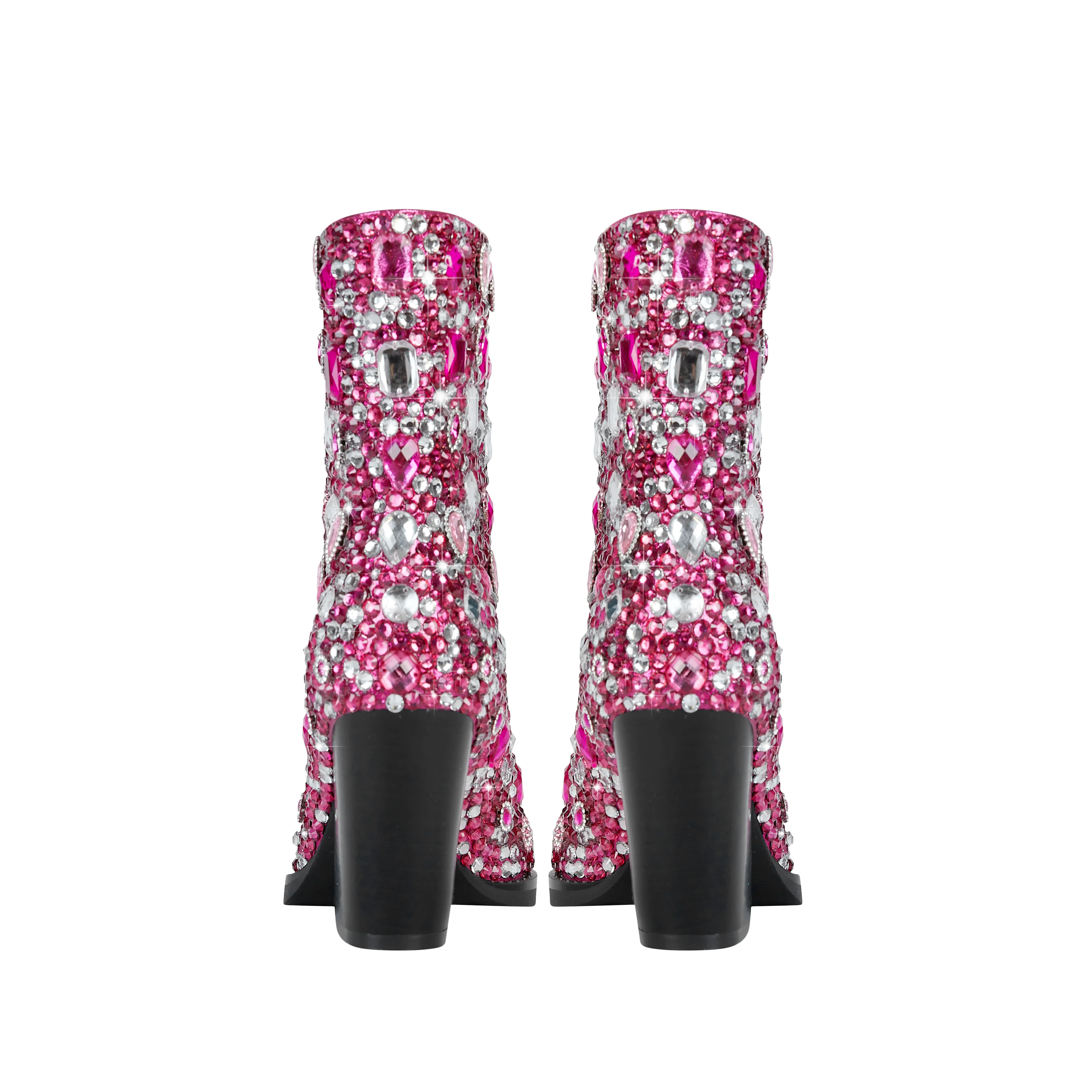 WETKISS 2023  Pink Jewelry Luxurious Rhinestones Hand Inlay Pointed Toe High Heel Western Boots Boots For Women And Girls