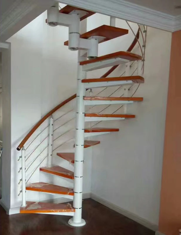Indoor Easy Install Stair Case Steel WOod Staircase Baluster &  Pillar Handrail Stair Tread Steps Raiser Newel Post