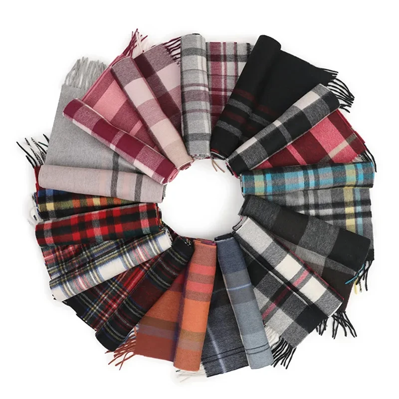 2024 новый дизайн 100% кашемировый тканый шарф с узором в сетку роскошный модный клетчатый мужской классический зимний