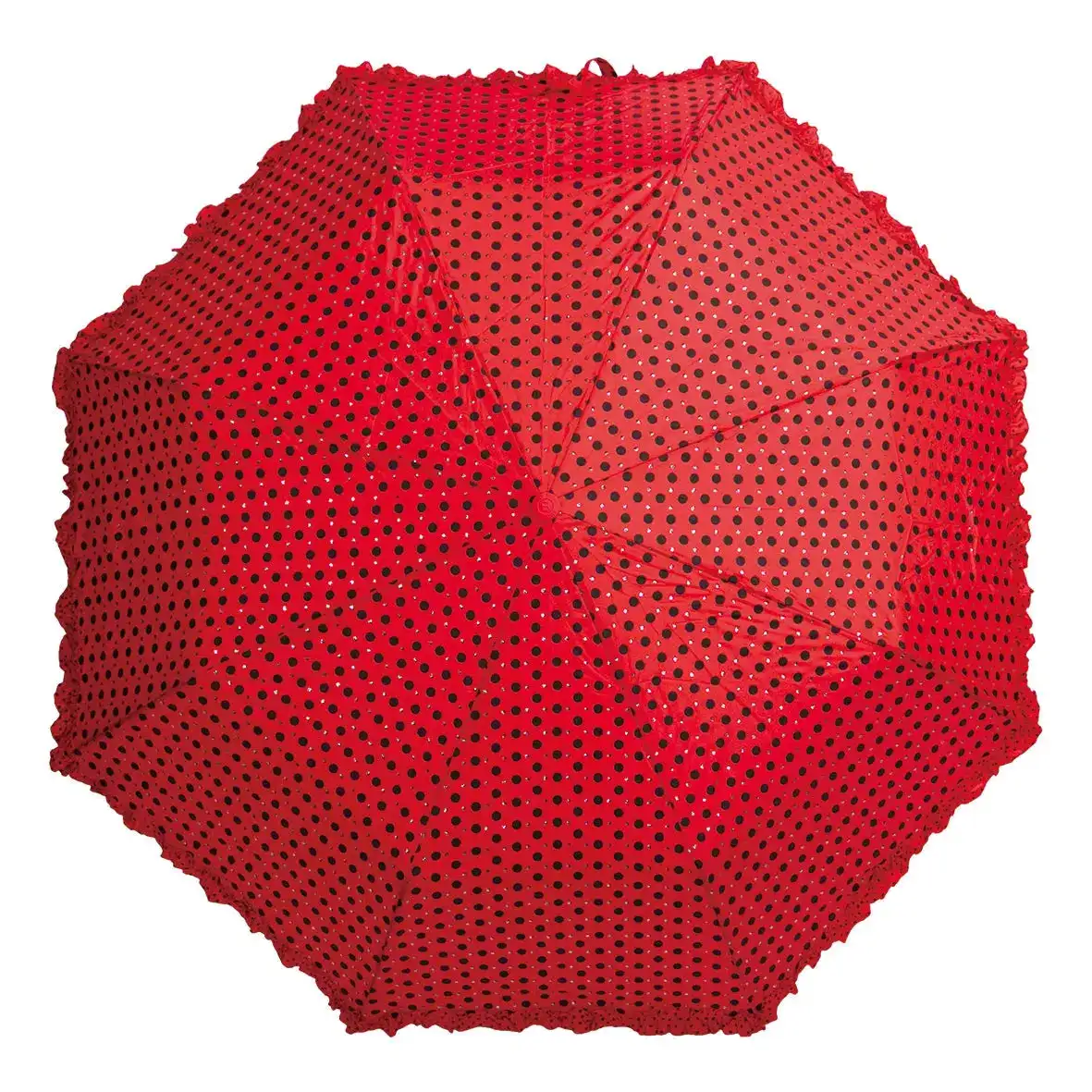LOTUS 3 Folding Sun And Rain Umbrella Custom Logo Tag Black Polka Dot Umbrella