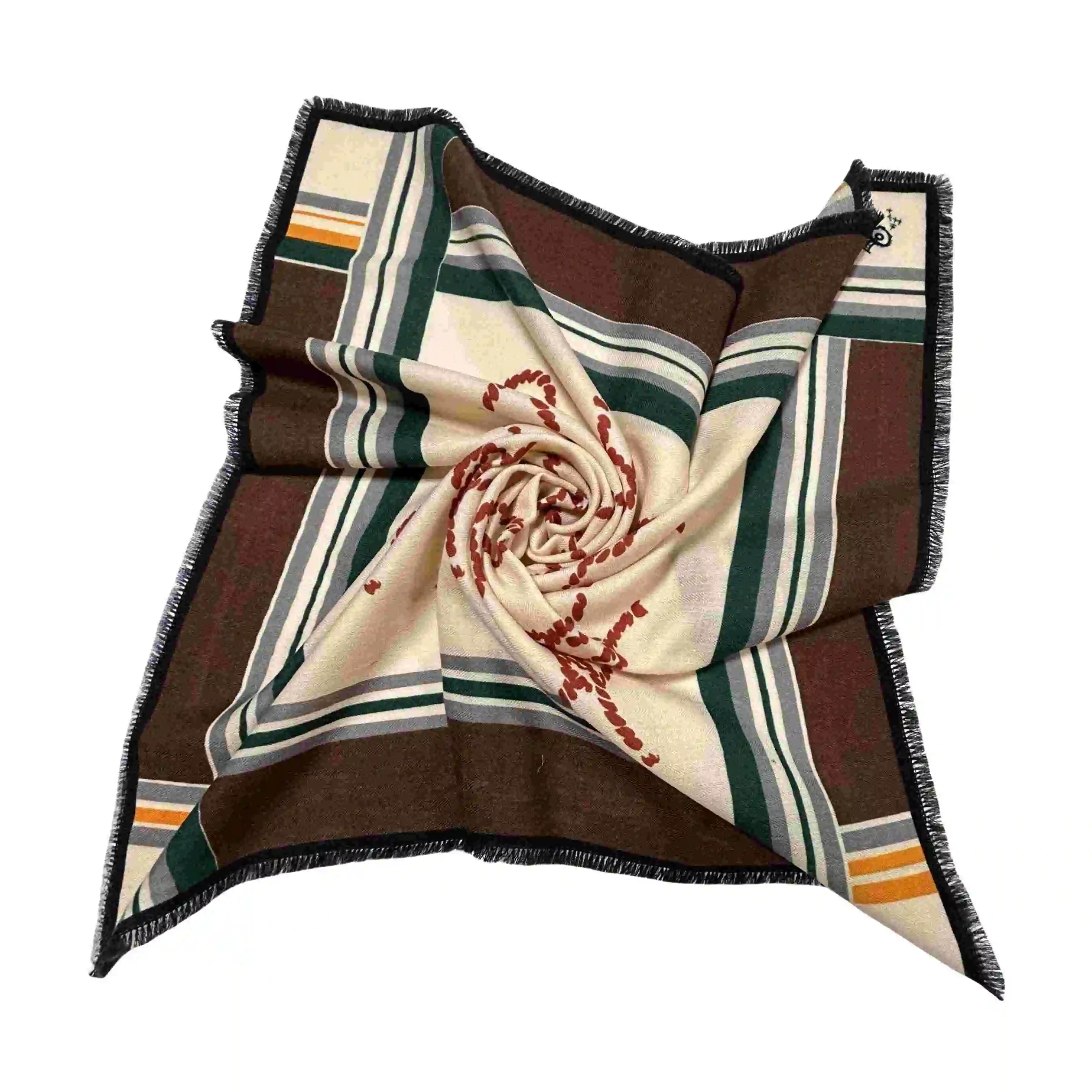 Light Weight Soft Silk Wool Cashmere Blend Shawl With Tassels Digital Print Custom Logo Wool Scarf For Women Winter