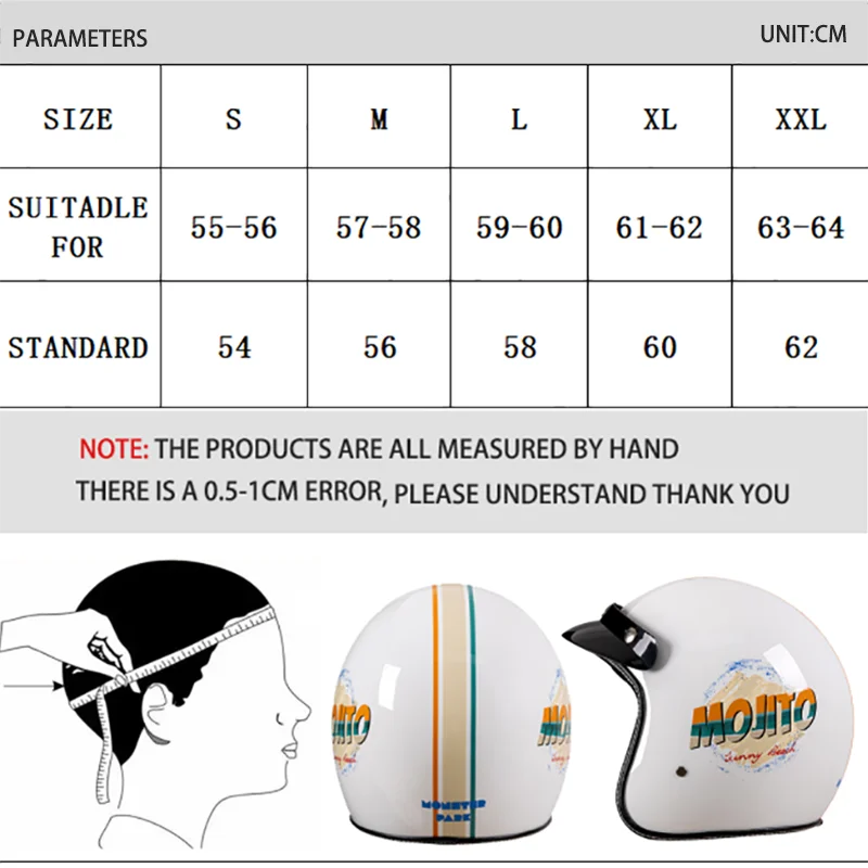 MONSTER PARK preferential price wholesale vintage motorcycle helmet scooter half helmet ski helmet