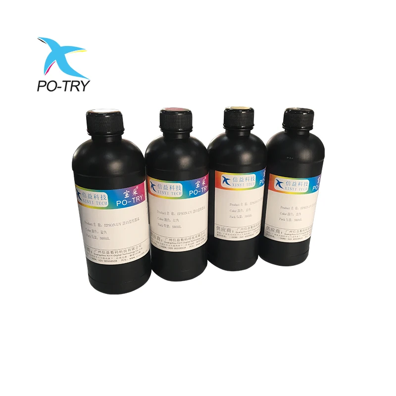 PO-TRY дешевая цена яркий цвет хорошая адгезия быстросохнущая DX5 DX6 DX7 печатающая головка УФ принтер чернила