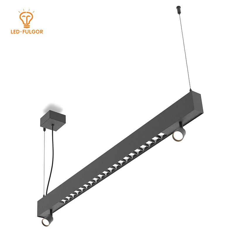 Beautiful black powder coating office shop Pendant Linear LED Light for Combination lighting