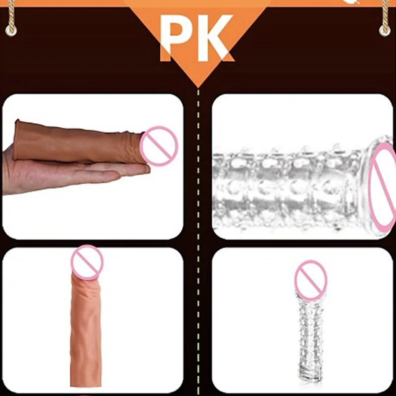 Dildo Penis Sleeve Comdom Penis Extender Sleeve Reusable Condoms Rubber Dick Male Cock Extender Dildo Enhancer for Men