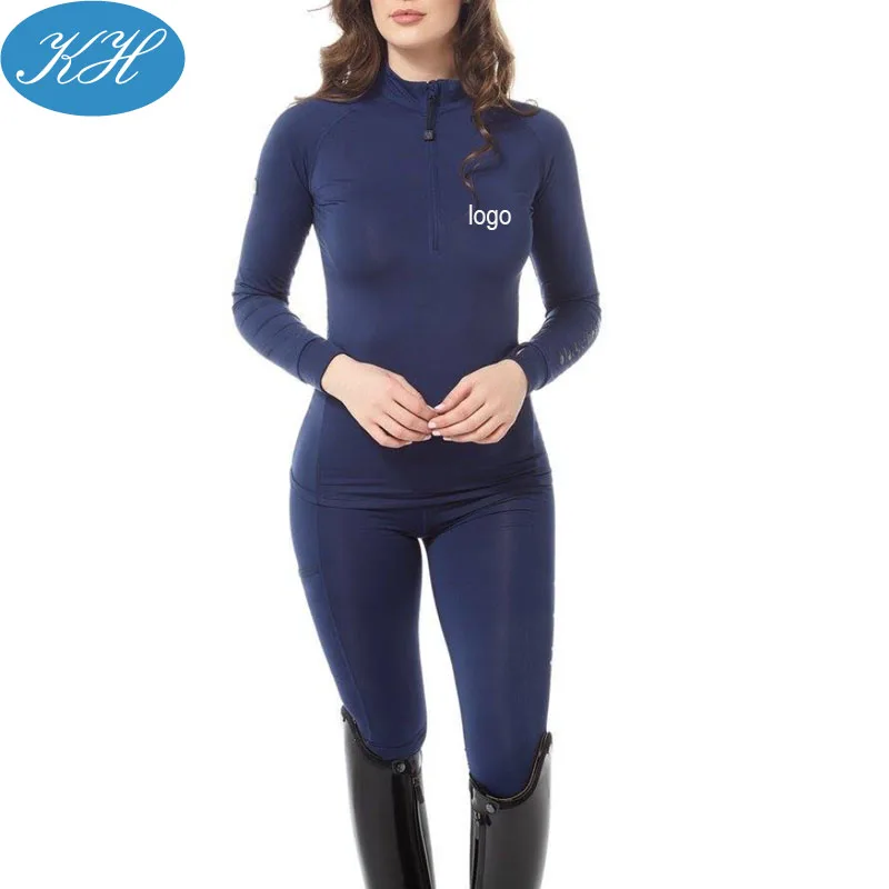 Custom Outdoor Equestrian Clothing UV Protection Stretchy Light Weight Sun Shirts Recycled Baselayer Pants Set
