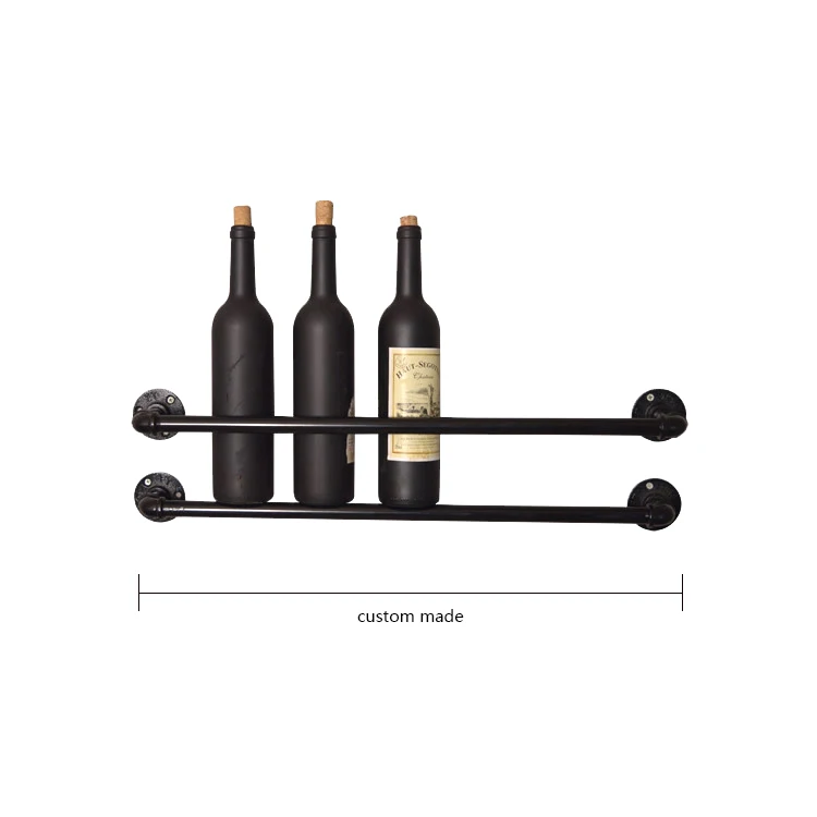 Industrial Pipe Shelf Wine Rack Wall Mounted Rustic Floating Bar Shelves